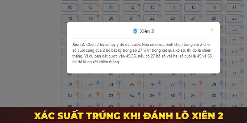 Xác suất trúng khi đánh lô xiên 2